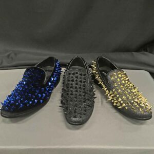Men's Dress shoes blue, black, gold spikec