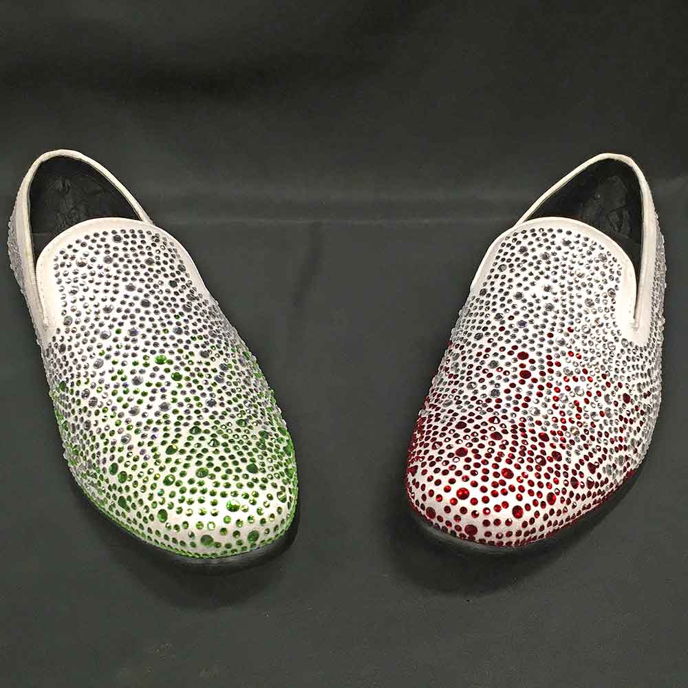 Men's dress shoes white red green jewels