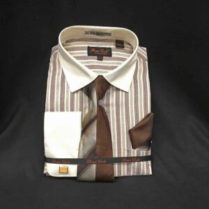 Men In Style Orlando Shirts - brown and white striped dress shirt