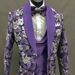3-piece suit, purple with flowers