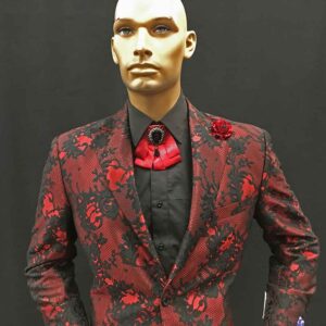 Red suit with black pattern