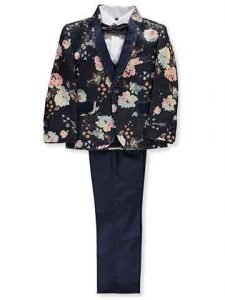 Boy's suit - flowers-black-pinki