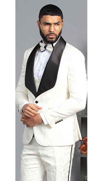 Manzini-White Slim-fit 3-pc suit