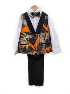 Boy's suit - black-orange pattern
