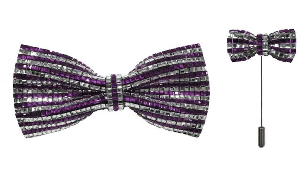 Bow Tie with lapel pin - Purple