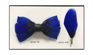 Feather Bow Tie - Blue