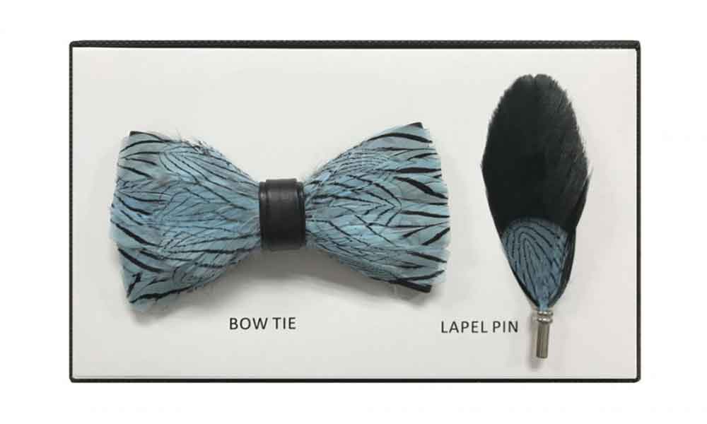 Feather Bow Tie - Lt. Blue