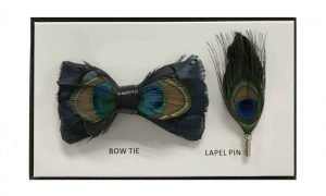Feather Bow Tie - Peacock