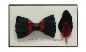 Feather Bow Tie - Red