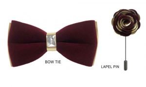 Velvet Bow Tie - Burgundy