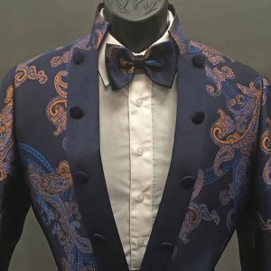 Men In Style Orlando 2-piece Suit - Navy- orange-blue-pattern