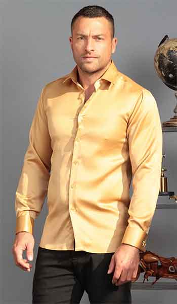 Satin Dress Shirt - Gold