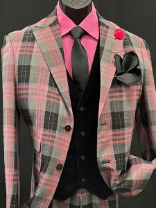 3-Piece Gray and Pink Suit