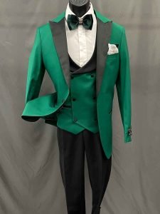3-Piece Green and Black Suit