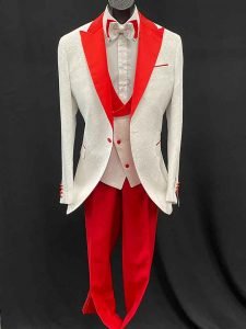 3-Piece Red & White Suit (also comes in Blue, Burgundy & Green
