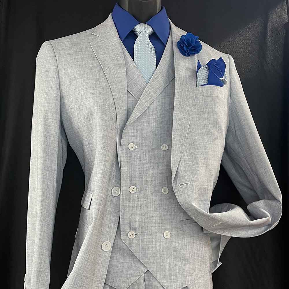 Blue Linen 3-pc. Suit - Men In Style Orlando